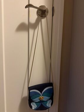 Place Kids Navy Crossbody Bag with Teal and Turquoise Butterfly